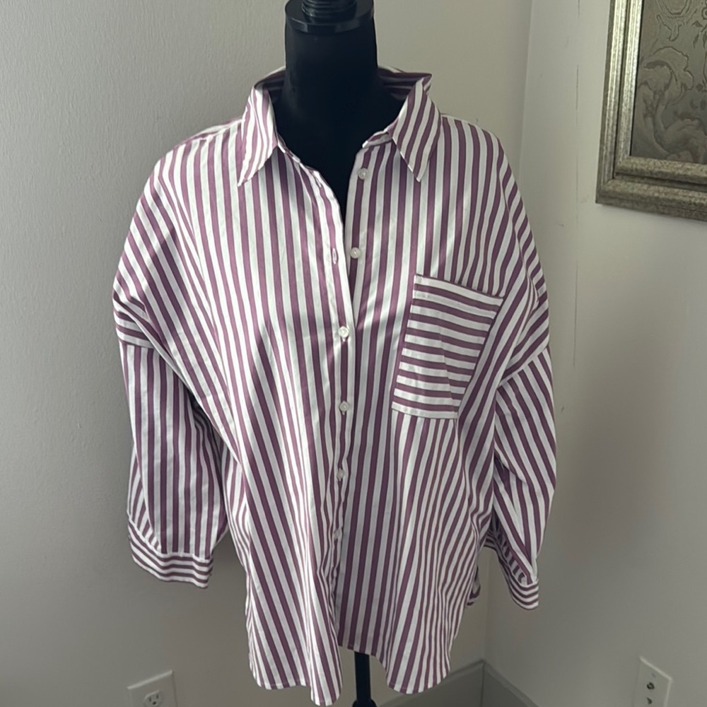 J. Jill Wearever Collection stripe buttoned down women’s shirt blouse Sz 2X